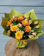 Букет цветов из:  Альстромерии и Розы в Верхние Киги