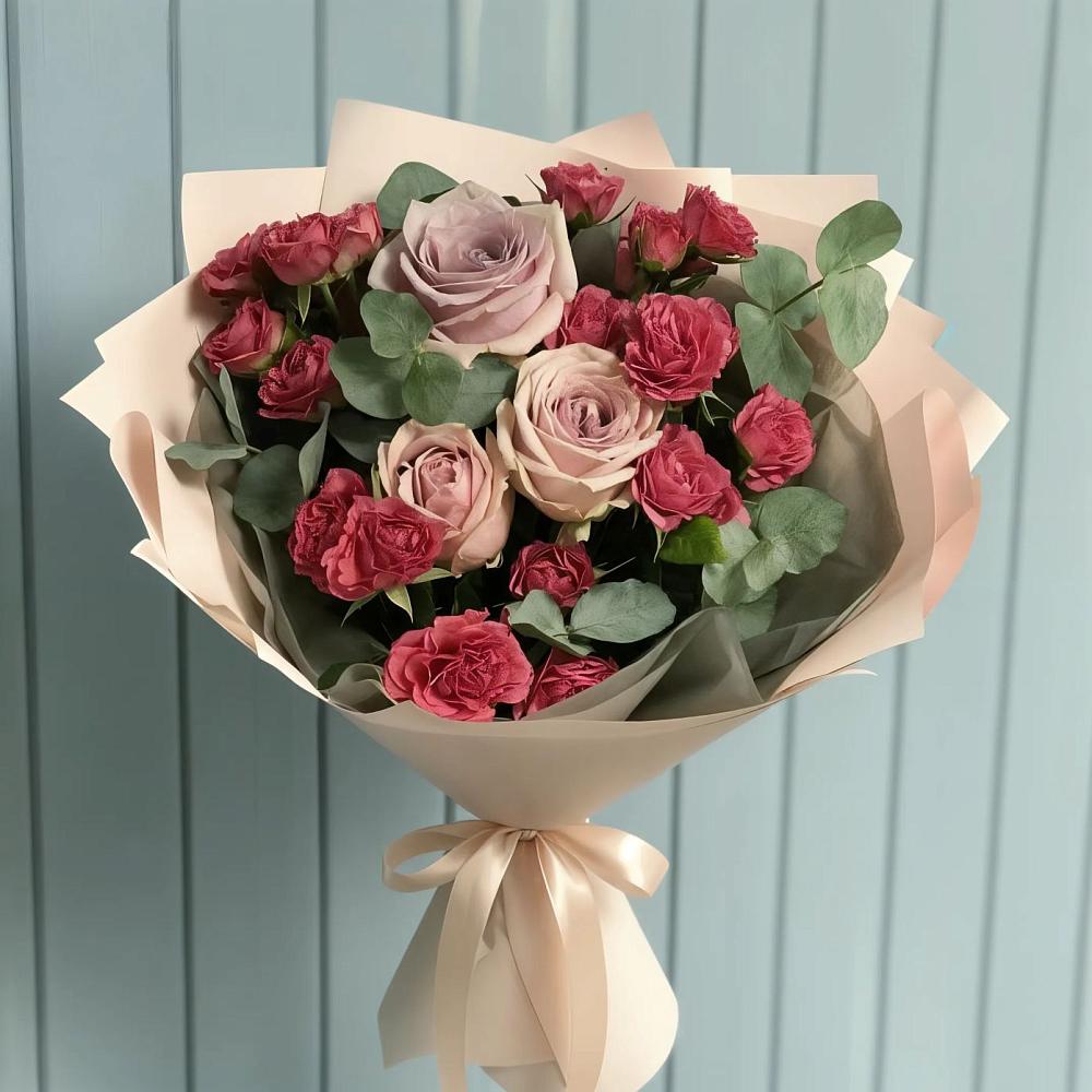 Букет цветов из: Гвоздики и Розы в Верхние Киги