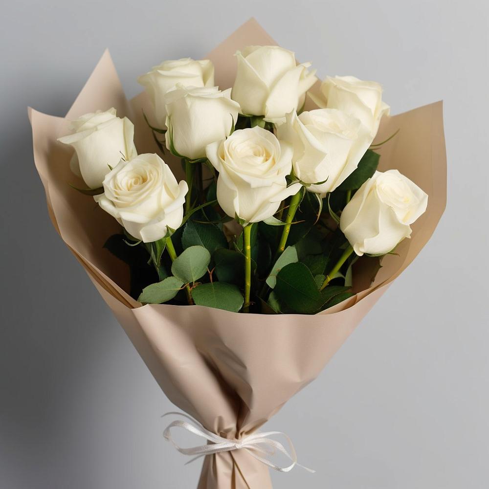 Букет 9 Белых роз Эдлесс Лав в Верхние Киги