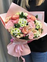 Букет нежные объятья в Верхние Киги Букет цветов из: Гвоздики, Розы и Хризантемы в Верхние Киги