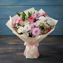Букет цветов из:  Хризантемы, Альстромерии и Розы в Верхние Киги