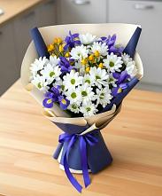 Букет цветов из:  Розы, Ирисы и Хризантемы в Верхние Киги