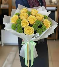 Букет цветов из:  Хризантемы и Розы в Верхние Киги