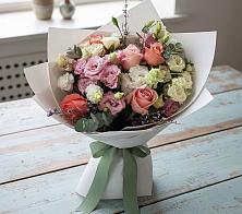 Букет цветов из:  Розы, Лизиантусы и Гвоздики в Верхние Киги