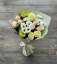 Букет цветов из:  Альстромерии, Розы и Хризантемы в Верхние Киги
