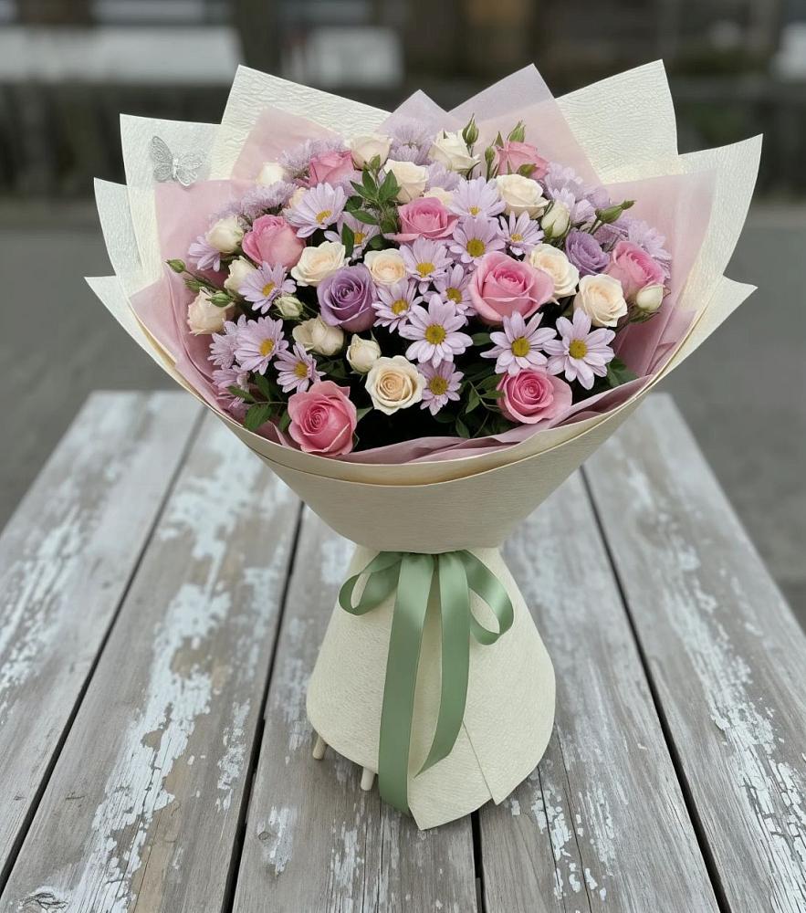 Букет цветов из: Розы и Хризантемы в Верхние Киги